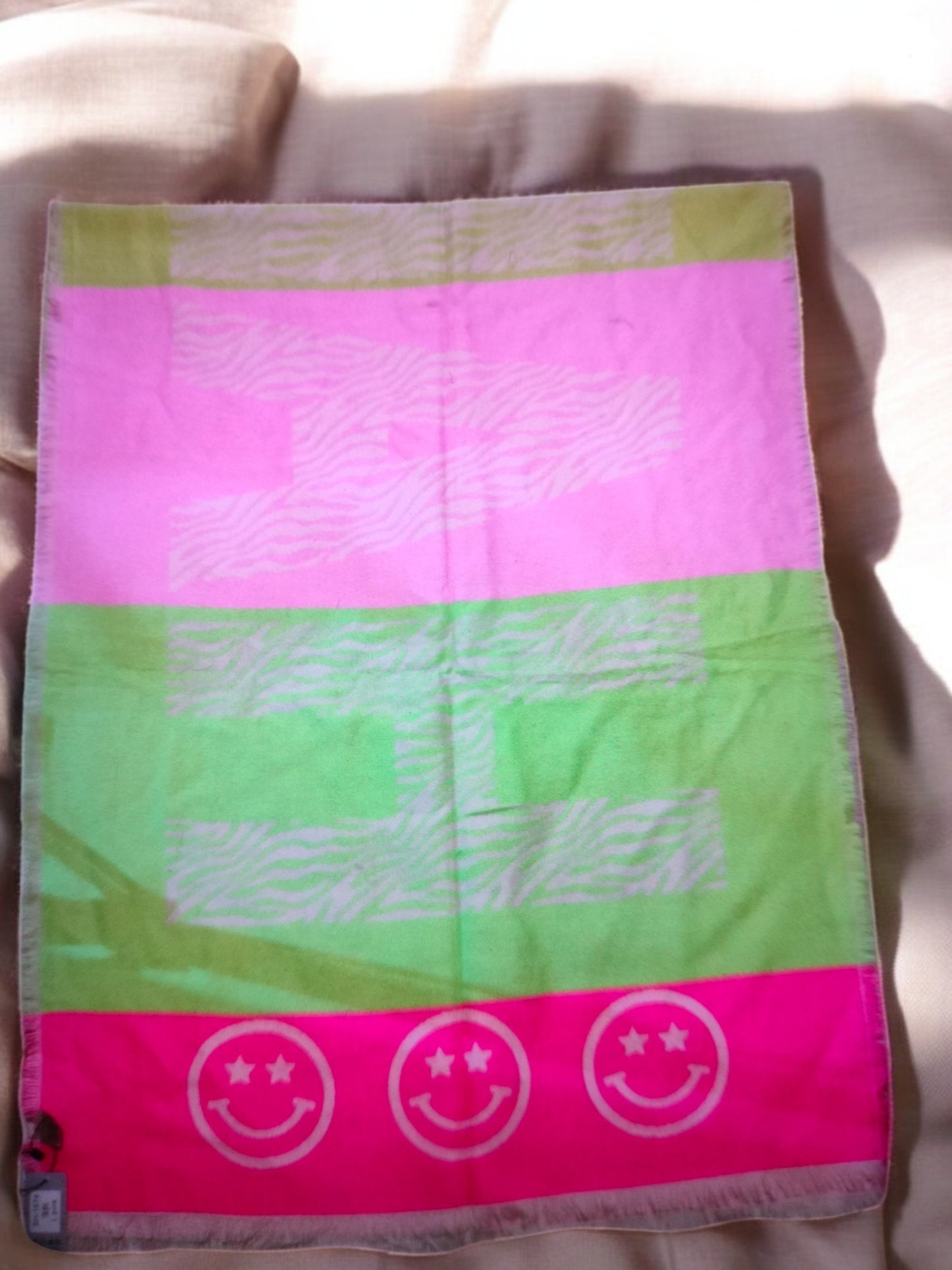 Neon Viskose Schal mit Smileys