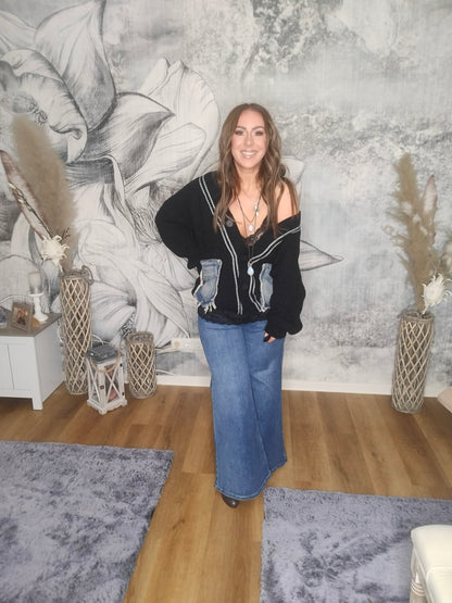Strickjacke mit Jeanstaschen