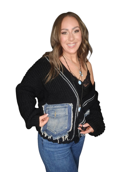 Strickjacke mit Jeanstaschen